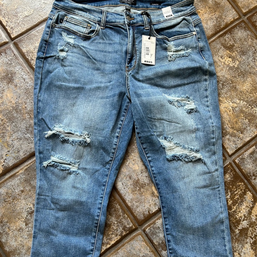 Judy Blue Boyfriend Jeans Distressed Blue Casual